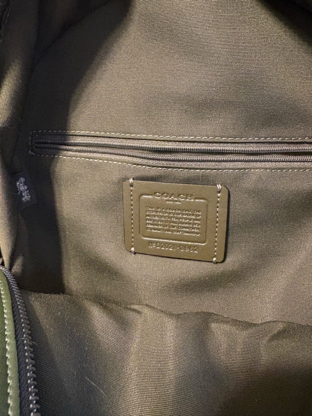 Coach Olive Green Canvas Backpack with Interior Zip Pocket - Picture 2 of 5